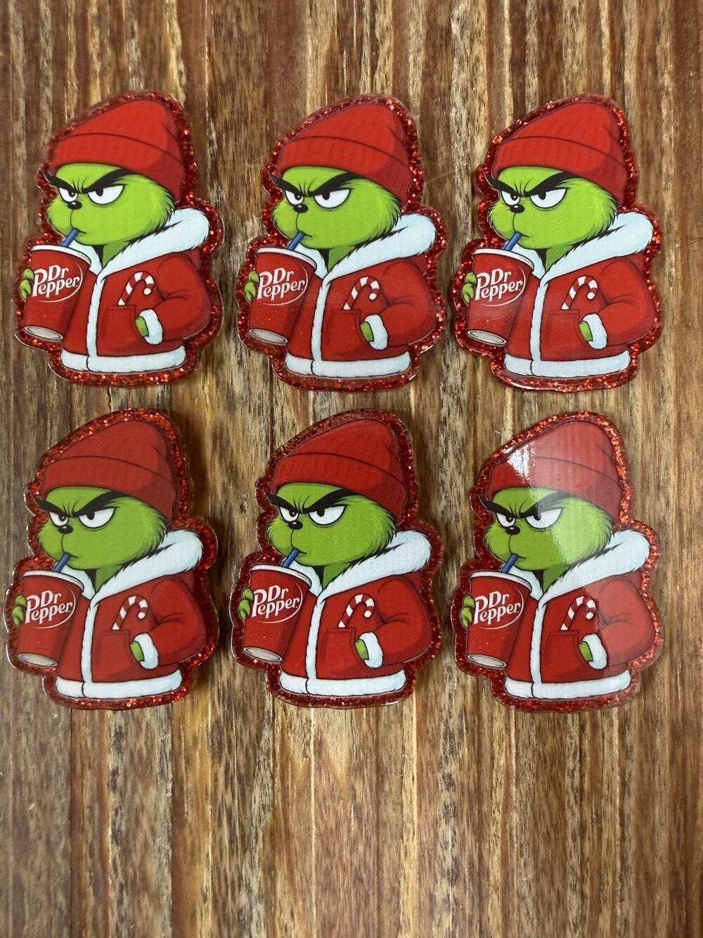 6 Pc Dr Pepper Grinch Acrylic Flatbacks